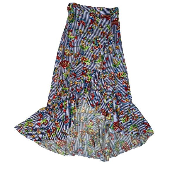 Me 2 Magic Dresses & Skirts - Me 2 Magic High Low Ruffle Skirt Small Colorful Blue Stripe Paisley Dopamine Y2K